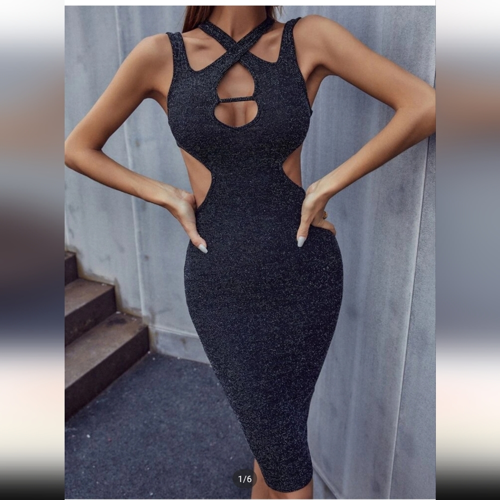 Cut Out Criss Cross Bodycon Dress
